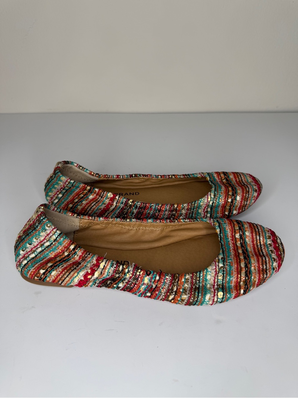 Lucky Brand Boho Emmie Crochet Sequin Multicolor Slip On Flats Women’s Size 6M